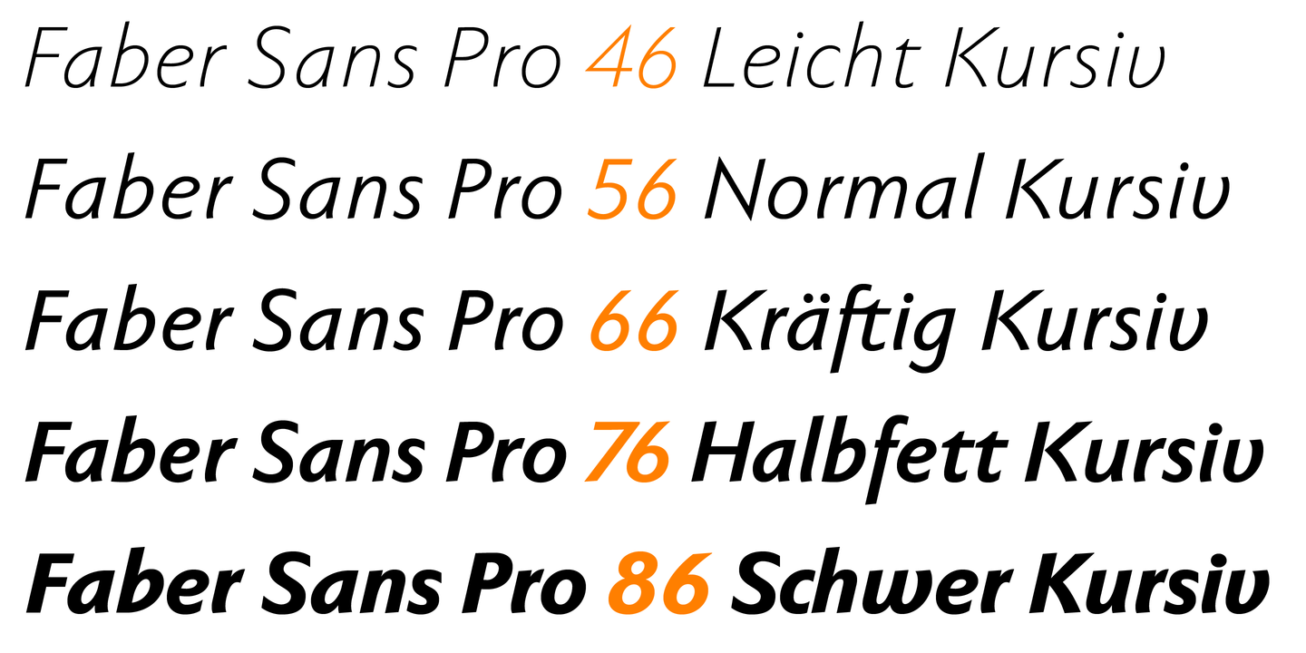 Пример шрифта Faber Sans Pro Schwer Kursiv